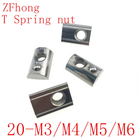 100PCS M3 M4 M5 M6 T Spring Nuts Half Round Elasticity Spring Nut for 2022 Series Aluminum Extrusion Profile ► Photo 1/1