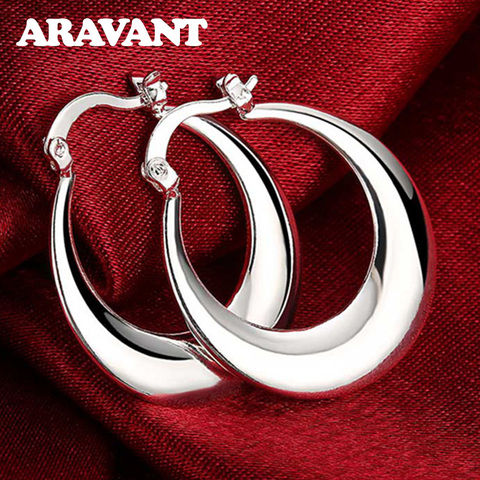 925 Silver Fashion Moon Hoop Earring For Women Silver Jewelry ► Photo 1/6