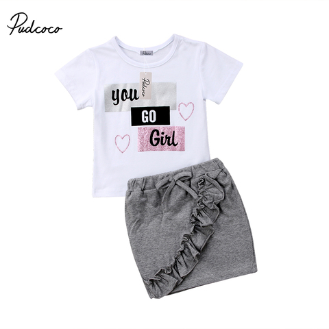 2022 Brand New Toddler Infant Child Kid Baby Girl Tops T-shirt Pencil Skirts 2Pcs Outfit Ruffled Shortsleeve Clothes Set 1-5T ► Photo 1/1