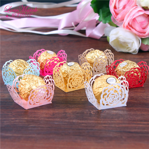 50pcs Elegant Flower Laser Cut Chocolate Bar Wedding Gift and Favors Party Favors Chocolate Packing Candy Bar Party Supplies ► Photo 1/6