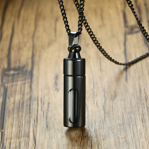 ZORCVENS Men Glass Cylinder Aromatherapy Essential Oil Perfume Pendant Necklace Cremation Stainless Steel Male choker Jewelry ► Photo 1/6