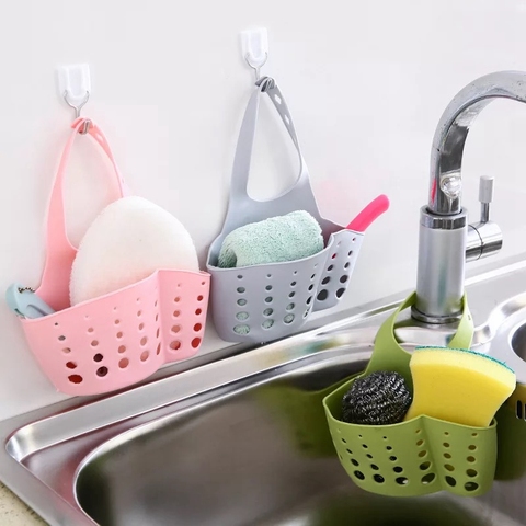 T-shaped kitchen Hanging Bag Basket Adjustable Snap-on Sink Hanging Bag Bathroom Soap Storage Rack ► Photo 1/6