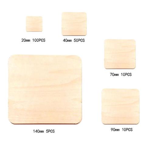 Home Decoration Square Wood Pieces Blank Plaque for DIY Craft Scrapbooking Building Model ► Photo 1/6