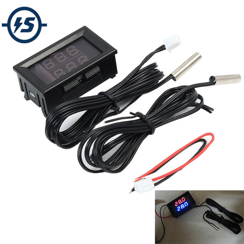 Dual Digital IC Tester LED Display Meter Thermometer Temperature Sensor NTC Waterproof Metal Logic Probe Red+Blue Red+Red ► Photo 1/6