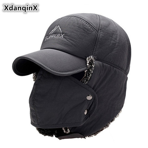 XdanqinX Men's Ear Protection Face Bomber Hats Thicker Plus Velvet Warm Woman Winter Hat Resist The Snow Male Bone Cap Ski Hat ► Photo 1/6