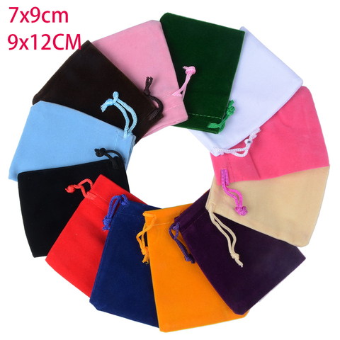 10pcs/lot 7x9cm 9x12cm Coloful Velvet Pouches Jewelry Packaging Display Drawstring Packing Gift Bags & Pouches ► Photo 1/6