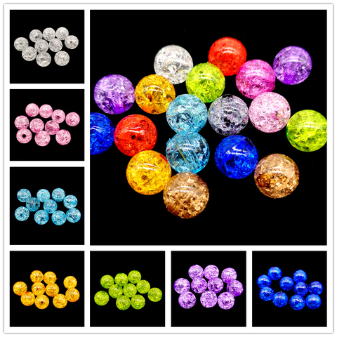 10pcs 12mm Round Crackle Beads Loose Spacer Acrylic Beads For Jewelry Making Necklaces Bracelets DIY ► Photo 1/5