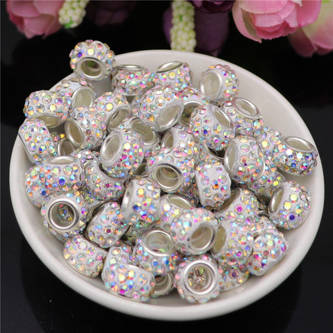 20pcs Lot Rhinestone Crystal Glass Big Hole Beads Charms fit for Pandora Bracelet Bangle Earrings for DIY Jewelry making ► Photo 1/6