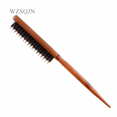 Wood Handle Hair Brush Natural Boar Fluffy Bristle Anti Loss Comb Hairdressing Barber Tool Teasing Bristle Salon Hairbrush ► Photo 1/6