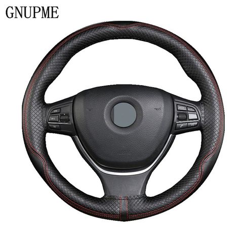 GNUPME Quality Steering Covers 38cm DIY Genuine Leather Car Steering Wheel Cover Handmade Braid Auto Interior Accessories ► Photo 1/6