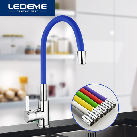 LEDEME Brass Kitchen Faucets Hot And Cold and Water Faucets Chrome Basin Sink Square Tap Mixers Kitchen Faucet L4898 ► Photo 1/6