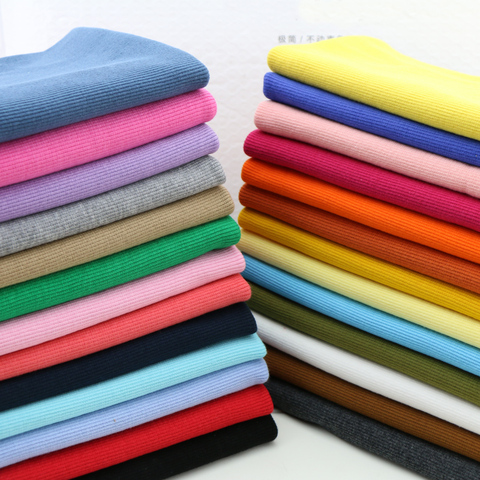 20X 100cm Hot sale 2x2 Cotton knitted rib cuff fabric stretchy cotton fabric for  DIY sewing clothing making accessories fabric ► Photo 1/6