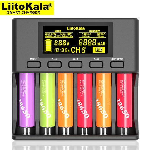 LiitoKala Lii-S6 Battery charger 18650 Charger 6-Slot Auto-Polarity Detect For 18650 26650 21700 32650 AA AAA batteries ► Photo 1/6