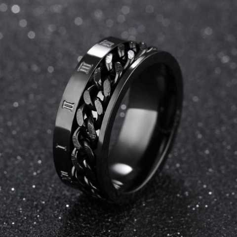 EDC Finger Fidget Spinner Stainless Steel Chain Rotatable Ring Men Classical Rome Digital Power Sense Gift ► Photo 1/6