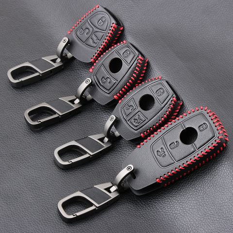 Genuine Leather Car Key Case Cover For Mercedes Benz AMG W203 W210 W211 W124 W202 W204 W205 W212 W176 C117 W213 X156 W246 ► Photo 1/6