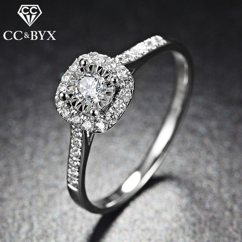 CC S925 Wedding Rings For Women Silver Color Square Simple Classic Jewelry Bridal Wedding Engagement Bijoux Femme CC035 ► Photo 1/6