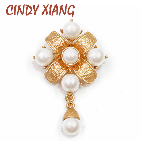 CINDY XIANG Gold Color Metal Cross Brooch Pearl Pins Baroque Style Vintage Fashion Jewelry Antique Elegant Accessories Good Gift ► Photo 1/6
