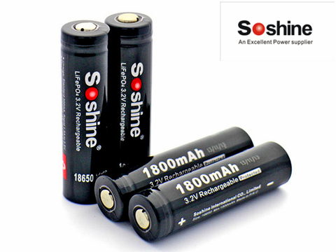 2pcs/LOT  Soshine 3.2V 18650 LifePO4 Battery Cell 1800mAH Protected Positive nipple for Led Torch Headlamp Bicycle Light ► Photo 1/2