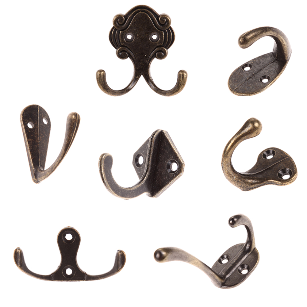 10pcs/lot Bronze Metal door wall hooks hanger Small Antique Hooks Wall  Hanger Curved Buckle Horn Lock Clasp Hook For Wooden - AliExpress