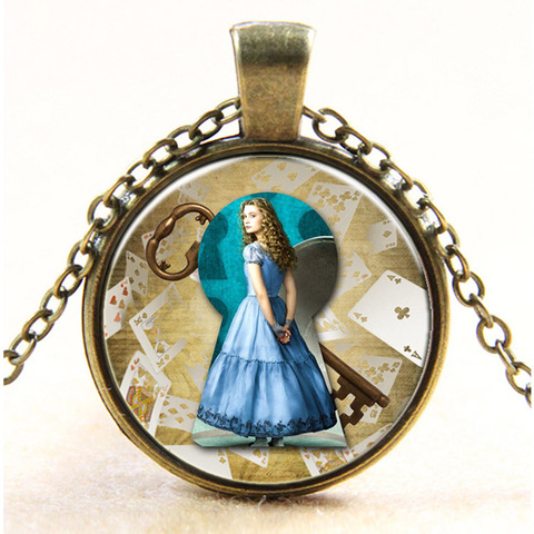 Alice In Wonderland Pendant Necklace Antique Bronze silver color Choker Neckalce Christmas Friendship Gift  Handmade Jewelry ► Photo 1/6