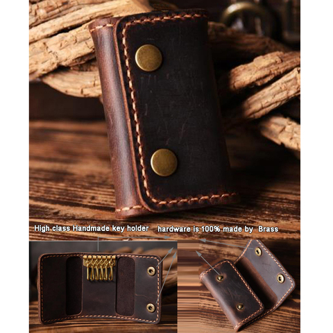 Handmade Vintage Genuine Leather Key Holder Men Cover Leather Key Wallet Men