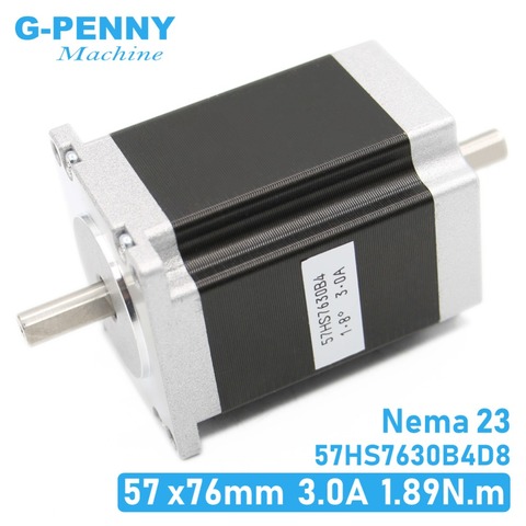 NEMA23 stepper motor dual shaft 57x76mm D=8mm 1.89N.m 3A 4-Lead 1.8deg double shaft For CNC machine and 3D printer! ► Photo 1/6