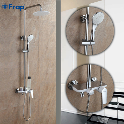 Frap  Fashion Style White Shower Faucet Cold and Hot Water Mixer Single Handle Adjustable rain Shower Bar F2431 ► Photo 1/6