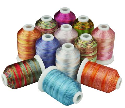 12 Multi-colors Embroidery Thread 1000 Meters each for machine/hand sewing quilting overlocking on any home machines ► Photo 1/6
