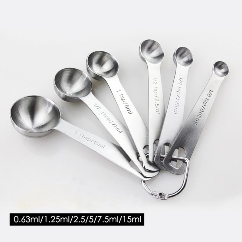 Stainless Steel Measuring Spoon Baking Cups Spoons Kitchen Cooking Tool 6pcs/set