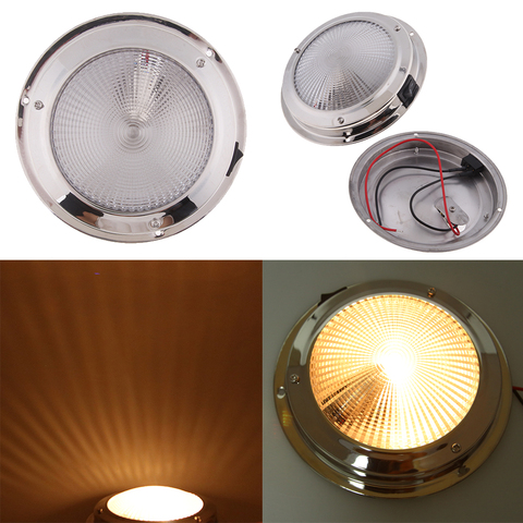 12V 10W Stainless Steel Marine Boat Ceiling Cabin Dome Interior Light Warm White color  Dia 138mm ► Photo 1/6