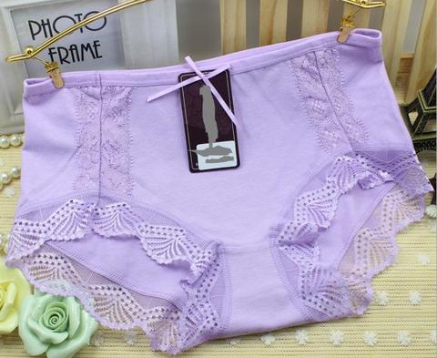 KJ19 High Quality Cotton Mid-waist women panties Solid Color Plus Size Sexy Bow Ladies Underwear  ► Photo 1/6
