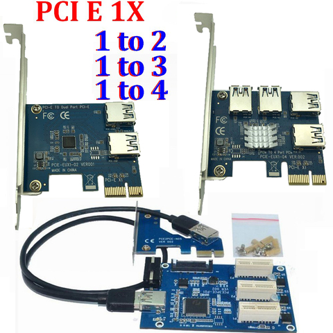PCI E 1 to 3 PCI express 1X slots Riser Card Mini ITX to external 3 PCI-E slot adapter PCIe Port Multiplier Card VER005 1X TO 16 ► Photo 1/5