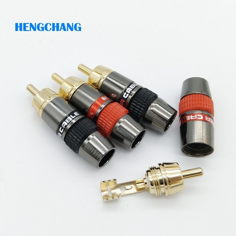 4pcs/lot DIY RCA Plug HIFI Goldplated Audio Cable RCA Male Audio Connector Gold Adapter For Cable ► Photo 1/1