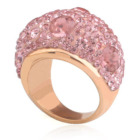 Rose Gold-Color Stainless Steel Women Ring Gift Accessories Romantic Austrian Pink Crystal Engagement Rings for Women Jewelry ► Photo 1/1