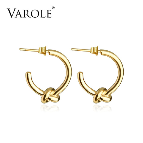 VAROLE Wholesale Classic Knot Earings Round Gold Color Stud Earrings For Women Jewelry Oorbellen Ohrringe Earring Brincos ► Photo 1/6