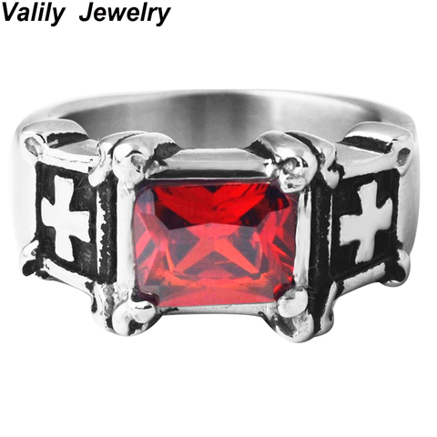 EdgLifU Hot sell Ring Men Rings for Women cakes old motorcycle red black stainless steel cross cubic zirconium oxygen ► Photo 1/6