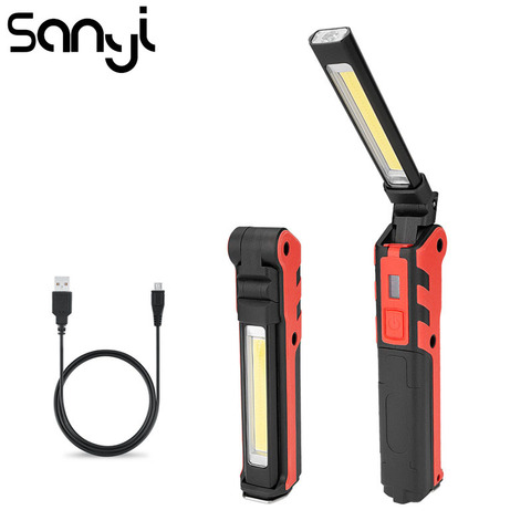 SANYI  Magnetic LED COB Flashlight Torch Portable Lamp Built-in Battery USB Cable Working Light for Camping Hunting ► Photo 1/6