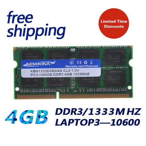 KEMBONA LAPTOP SODIMM DDR3 4G 1333Mhz 4GB 204Pin PC3 10600 4GB Brand New Sealed SODIMM Memory Ram Memoria ► Photo 1/4