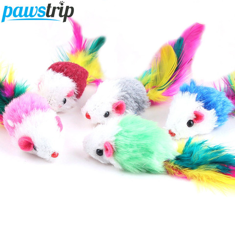 10Pcs/lot Soft Fleece False Mouse Cat Toys Colorful Feather Funny Playing Toys For Cats Kitten Interactive Ball Cat Toy Catnip ► Photo 1/6