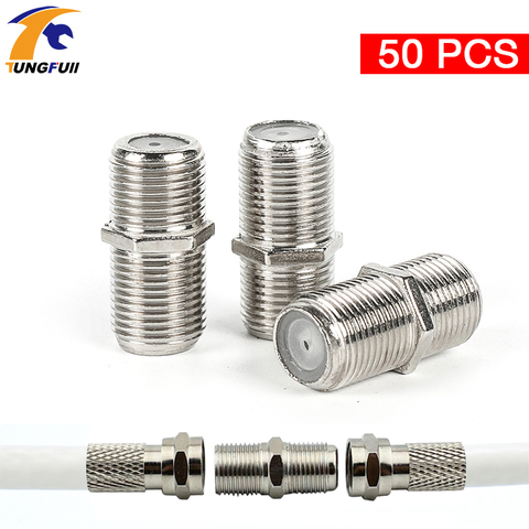 Tungfull New & Practical 50 Pcs F Type UHF Adapter Connector Female F/F Jack RG6 Coaxial Cable Connector Terminals For TV Video ► Photo 1/6