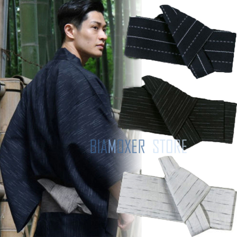 Biamoxer 17 colours Japanese Mens Kimono Yukata Stiff Kaku Obi Belt Easy Kai No Kuchi Musubi ► Photo 1/6
