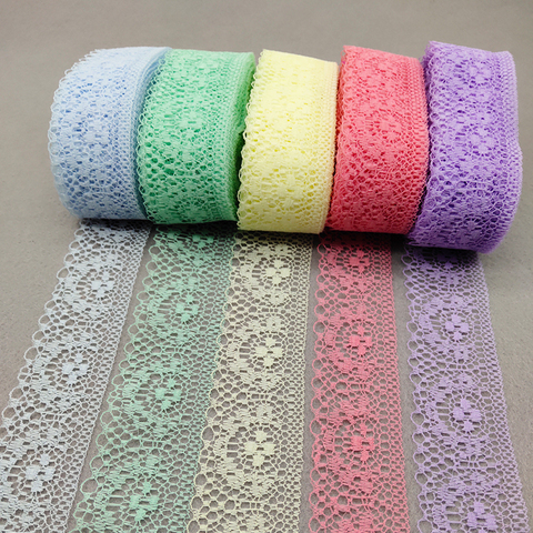 Hot 10 Yards High Quality Lace Ribbon Tape 40MM Lace Trim DIY Embroidered For Sewing Decoration African Lace Fabric Ribbon ► Photo 1/6