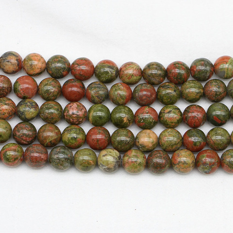 Natural Green Unakites Jaspe Stone Bead 4 6 8 10 12mm Round  Loose Spacer Beads For Jewelry Making Natural Agates Beads DIY Gift ► Photo 1/4