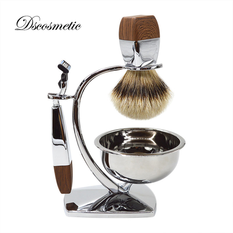 luxury silvertip badger hair shaving brush ,very good quality shaving bowl/mug,shaving stand,shaving razor ► Photo 1/6