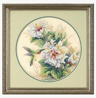 Top Quality Popular Counted Cross Stitch Kit Hibiscus Duo Hummingbird Bird and Flower Flowers dim 35156 ► Photo 1/1