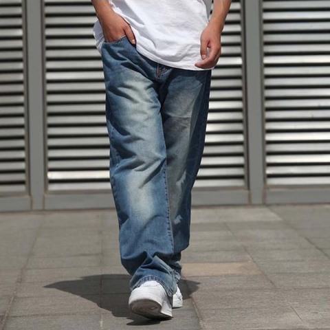 Wide Leg Straight Mens Jeans Harem Hip Hop Denim Joggers Pants Loose Baggy Skateboard Trousers ► Photo 1/6
