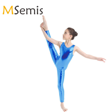 Kids Girls Shiny Gymnastics Swimsuit for Dancing Unitard Leotard Full Bodysuit Swimwear Children's Tight Ballet Leotard Jumpsuit ► Photo 1/1