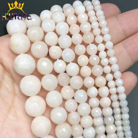 Natural Stone Beads Faceted White Chalcedony Jades Loose Beads For Jewelry Making DIY Bracelet Necklace 15''Strand 4/6/8/10/12mm ► Photo 1/6