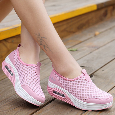 Women Casual Shoes 2022 Soft Bottom Walking Shoes Woman Air Mesh Vulcanize Shoes Summer Chunky Sneakers For Basket Femme Wedges ► Photo 1/6