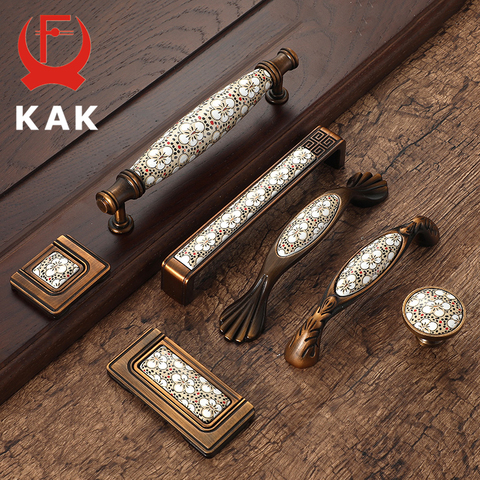 KAK Antique Bronze Ceramic Cabinet Handles Vintage Drawer Knobs Wardrobe Door Handles European Furniture Handle Hardware ► Photo 1/6